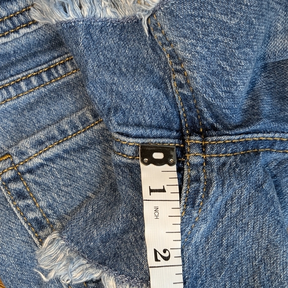 Cat & Jack Denim Bib Overalls | Kids 8 | Blue Cut-Off Shorts - Picture 2 of 4